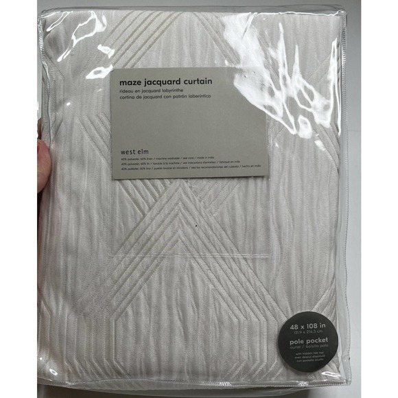NWT West Elm Maze Jacquard Ivory Curtain Size 48”x108”